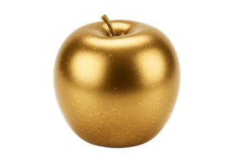 Golden Apple Fruit Shiny Elegant Isolated on Transparent Background