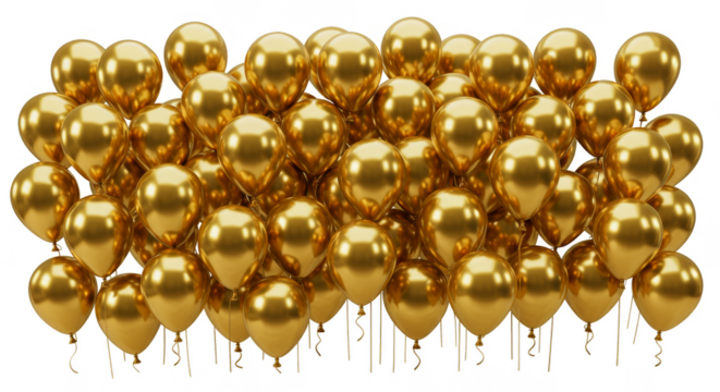 Golden Balloons Celebration Party Decoration Event Anniversary Transparent PNG