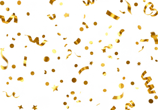 Golden Confetti Celebration Festive Decoration Anniversary Isolated Background