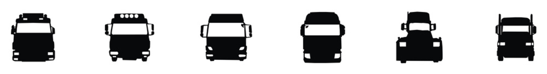 Car Silhouettes From The Front, Detailed vector silhouette illustration of a city bus front. Vector illustration