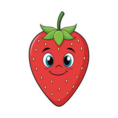 Obraz premium Strawberry illustration, cute cartoon strawberry