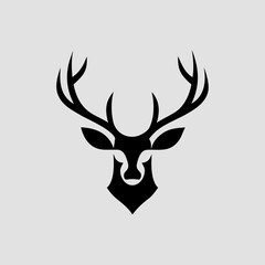 Single color deer head silhouette icon for nature-based use