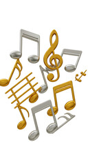 Golden Silver Musical Notes Melody on Transparent Background Illustration