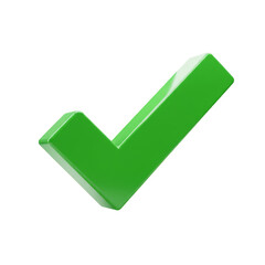 Green Checkmark 3D Rendering Validation Approval Transparent Background