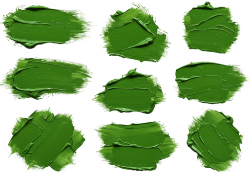 Green Brush Strokes Paint Abstract Transparent Background Design Elements