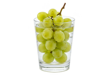 Green Muscat Grapes in Glass Still Life Transparent Background
