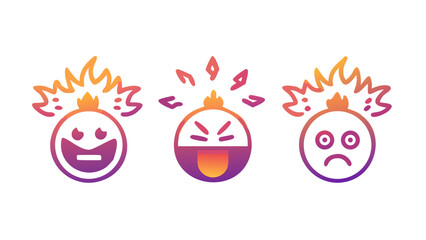 Explosive emoji symbols representing danger and surprise