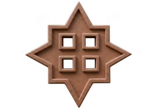 Geometric Star Ornament Decorative Pattern Isolated on Transparent Background