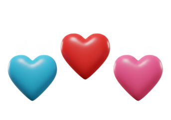 Glossy 3d Render Heart Illustration Pink Red Blue Shape Romance