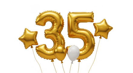 Gold Balloons 35 Stars Party Birthday Celebration Anniversary PNG