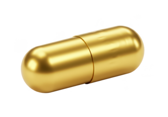 Gold Capsule Pill Medicine Supplement Pharmaceutical Transparent Background