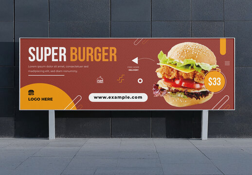 Super Burger Billboard Fast Food Banner Layout