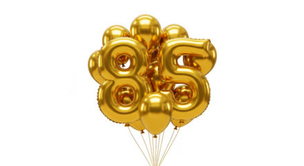 Golden Balloons Number 85 Decoration Celebration Anniversary PNG