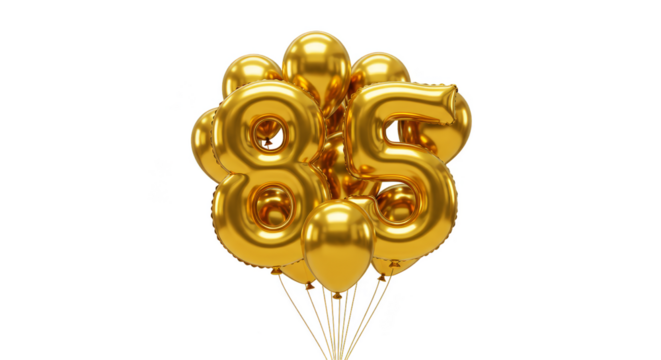 Golden Balloons Number 85 Decoration Celebration Anniversary PNG