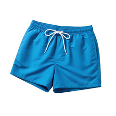Vibrant blue men swim shorts featuring a white drawstring, perfect for summer activities, beach vacations, and poolside relaxation.