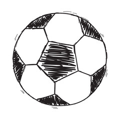 Hand-drawn soccer ball illustration on transparent background.