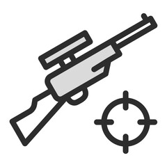 Naklejka premium Sniper Rifle Icon Gun Weapon Firearm Hunting Shooting Target Scope Military Army Security Police Protection Flat Graphic Design Vector