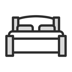 Comfortable Bed Icon Vector Logo Minimalist Design Bedroom Furniture Home Interior Decoration Hotel Accommodation Sleeping Relaxation Modern House Apartment Guest Room Outline Symbol