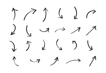 Hand-drawn arrow sketch set on transparent background.