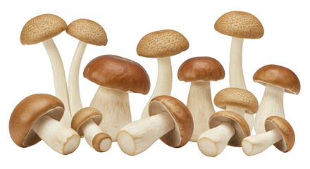 Illustration of Brown Mushrooms Grouped Fungi Delicious Natural Ingredients