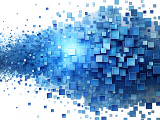 Abstract Blue Squares Floating in Digital Space on Transparent Background This abstract image features dynamic