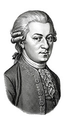 Illustration of Mozart Portrait Classical Music Famous Austrian Composer