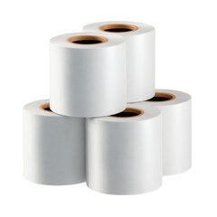 Stack of white thermal paper rolls for printing machines or point of sale systems