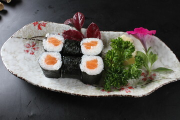 food, japanese cuisine, delicious, salmon sushi