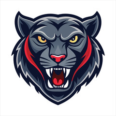 Fierce Panther Mascot Logo with Bold Colors and Aggressive Expression