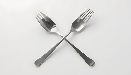 Two forks crossed. Represents dining, kitchenware, cutlery, or abstract design. Simple and classic.

