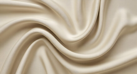 Fototapeta premium Elegant Cream Satin Fabric Draped with Soft Wrinkles in Luxurious Style