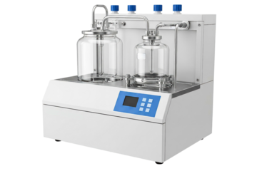 Modern laboratory equipment for chemical analysis isolated on a transparent background