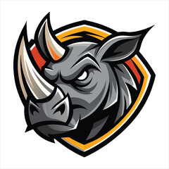 Illustrated Rhino Mascot Logo with Bold Design Elements