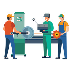 Engineer And Technician Working On Heavy Duty Industrial Training