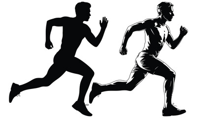 running silhouettes vector