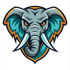 Majestic Elephant Mascot Illustration with Vibrant Colors and Bold Design