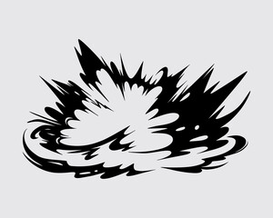 bomb smoke fire dust explossion illustration vector cartoon element, silhouette, clip art, splash editable