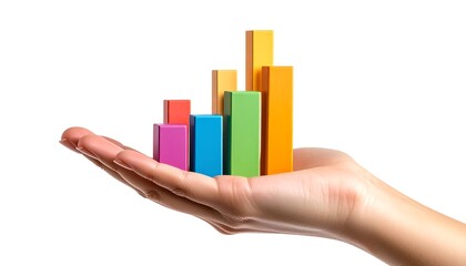 Hand holding colorful bar graph