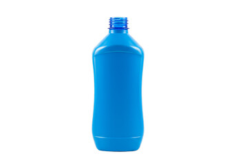 Isolated Blue Plastic Bottle Container Packaging with Transparent BG