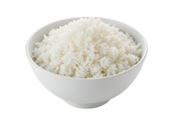 Isolated Bowl of White Rice a Staple Food for Healthy Eating