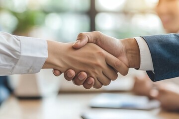 Group of successful businesspeople meeting. Client and suppliers shaking hands after completing the agreement deal, Generative AI