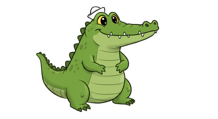 Naklejka premium Illustration of Cute Cartoon Alligator Animal with Transparent Background