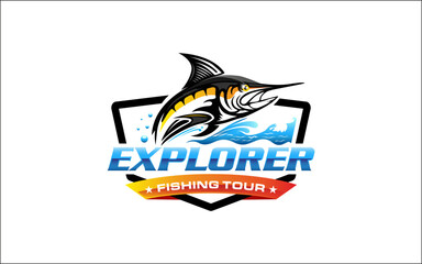 Illustration vector graphic of a fishing logo design template