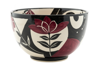 Isolated Decorative Ceramic Bowl Art Pottery on Transparent Background