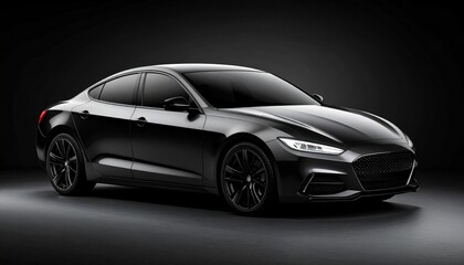 Dark Black Sedan Car Studio Shot