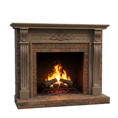 Isolated Fireplace with Flame Transparent Background Hearth Warmth