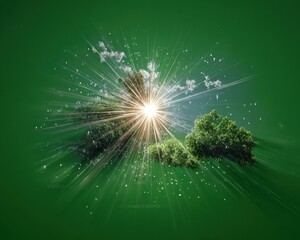 Fototapeta premium Radiant green trees explode