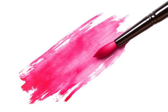 Vibrant pink and red hand-painted ink brush cross stroke with expressive textured edges, isolated high-resolution PNG on transparent background perfect for bold text overlays and grunge accents