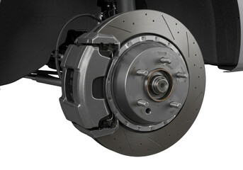Isolated Automotive Brake Disc Car Rotor and Caliper Transparent