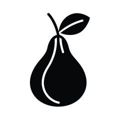 Pear With Stem And Leaf Vector Illustration